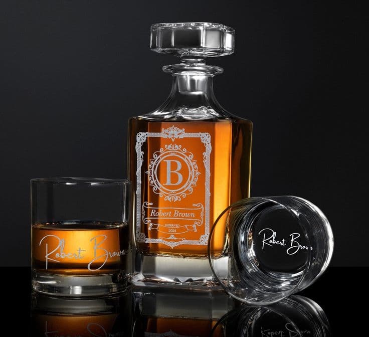 Personalized whiskey decanter set